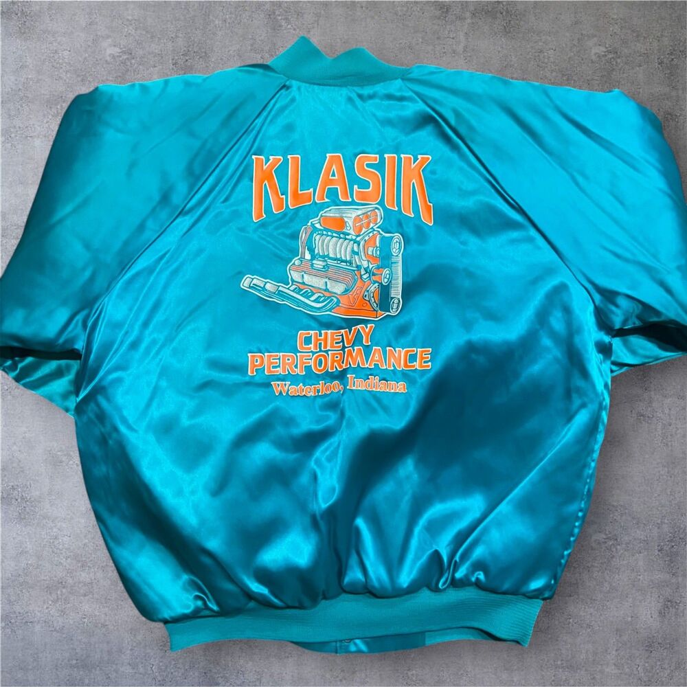 WearGuard Vintage 80s Klasik Chevy Performance Teal Orange Snap Button Jacket XL